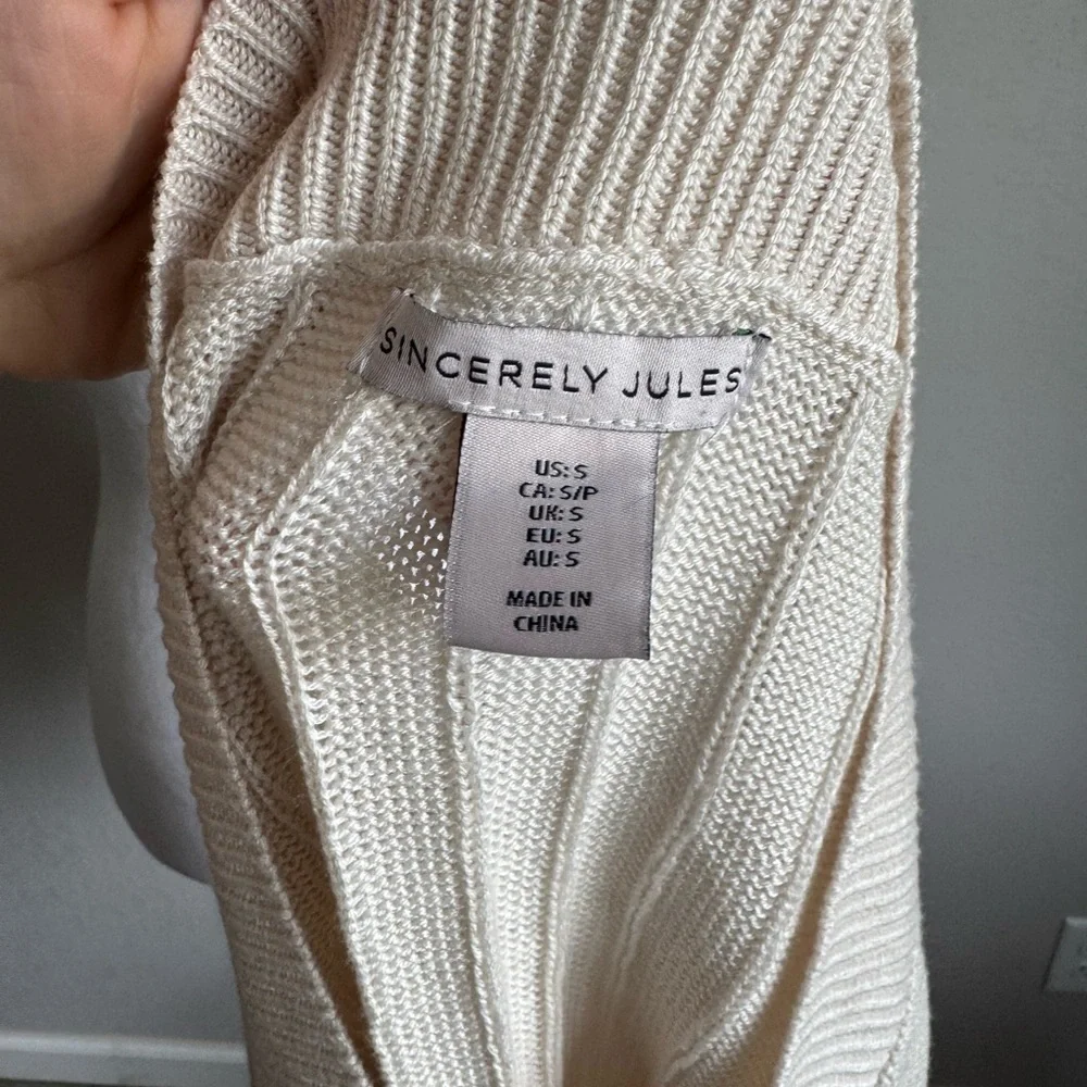 SOLD Sincerely Jules Cream Cable Knit V-Sweater Vest Womens S Eclectic Grandpa - Picture 6 of 6